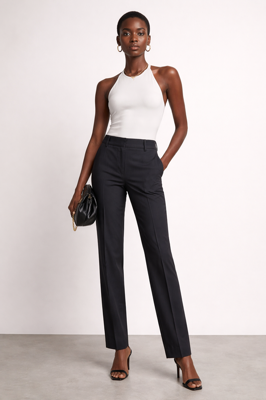 Six Moths for Two Pantaloni Donna dritti eleganti Nero