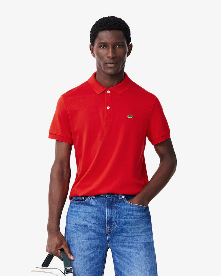 LACOSTE Polo Uomo Manica Corta Cotone Pima Rosso
