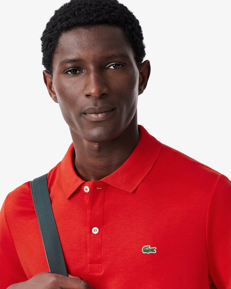 LACOSTE Polo Uomo Manica Corta Cotone Pima Rosso