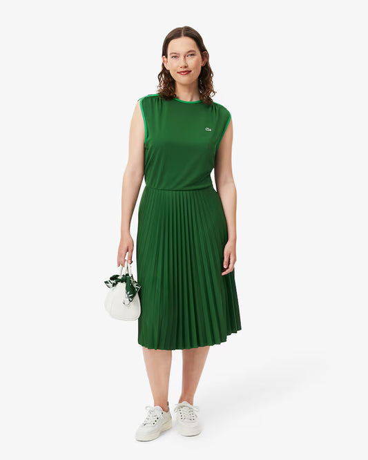 Lacoste · Abito donna smanicato plissettato verde