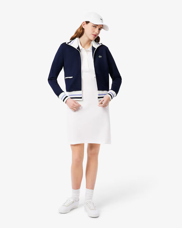 LACOSTE Abito Donna con colletto polo in Piqué di cotone stretch Bianco