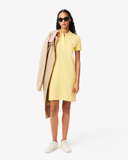 LACOSTE Abito Donna con colletto polo in Piqué di cotone stretch Giallo