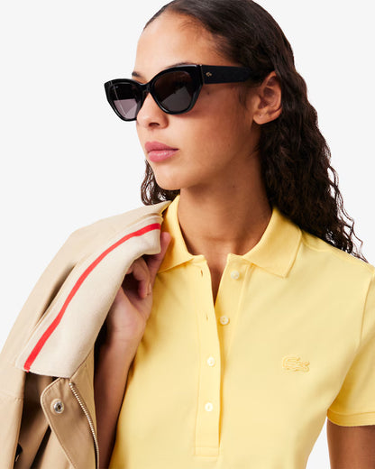 LACOSTE Abito Donna con colletto polo in Piqué di cotone stretch Giallo