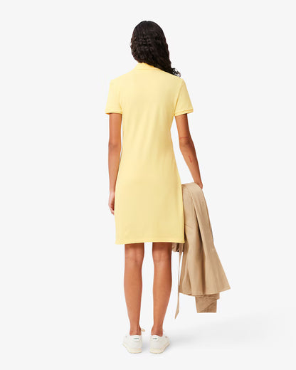 LACOSTE Abito Donna con colletto polo in Piqué di cotone stretch Giallo