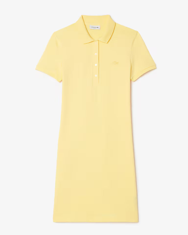 LACOSTE Abito Donna con colletto polo in Piqué di cotone stretch Giallo