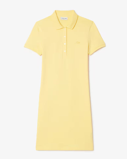 LACOSTE Abito Donna con colletto polo in Piqué di cotone stretch Giallo