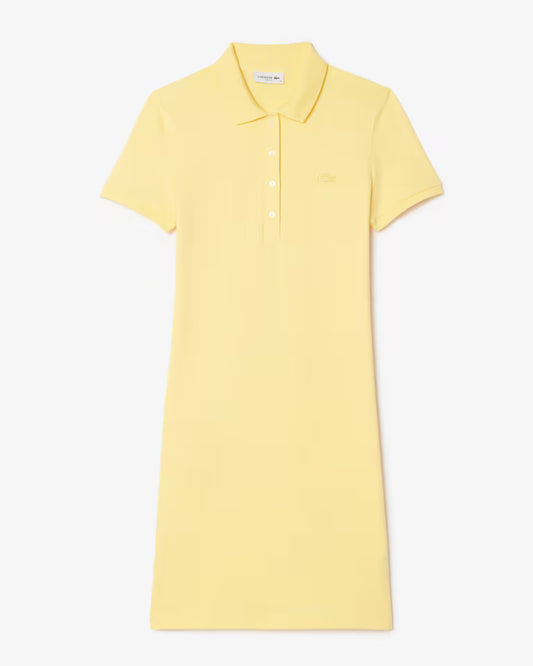 LACOSTE Abito Donna con colletto polo in Piqué di cotone stretch Giallo