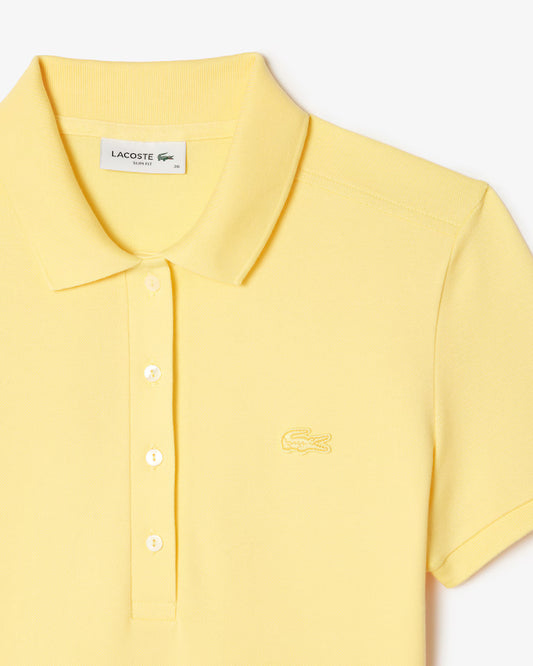 LACOSTE Abito Donna con colletto polo in Piqué di cotone stretch Giallo