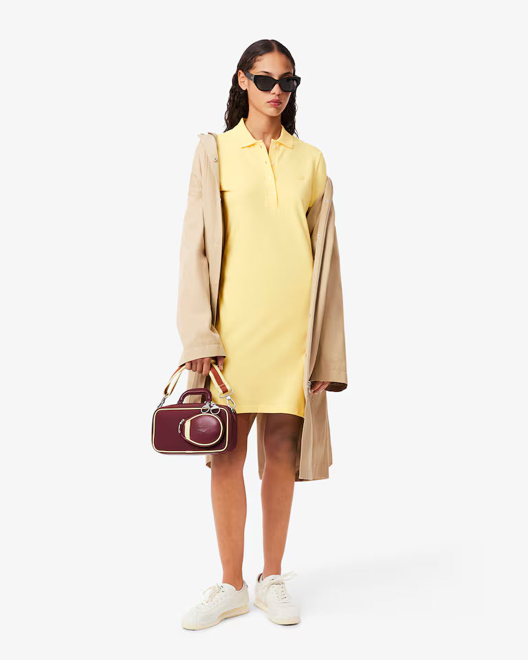 LACOSTE Abito Donna con colletto polo in Piqué di cotone stretch Giallo