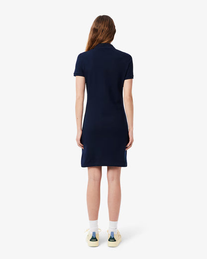 LACOSTE Abito Donna con colletto polo in Piqué di cotone stretch Blu