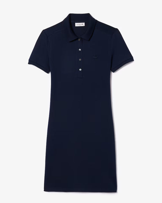 LACOSTE Abito Donna con colletto polo in Piqué di cotone stretch Blu