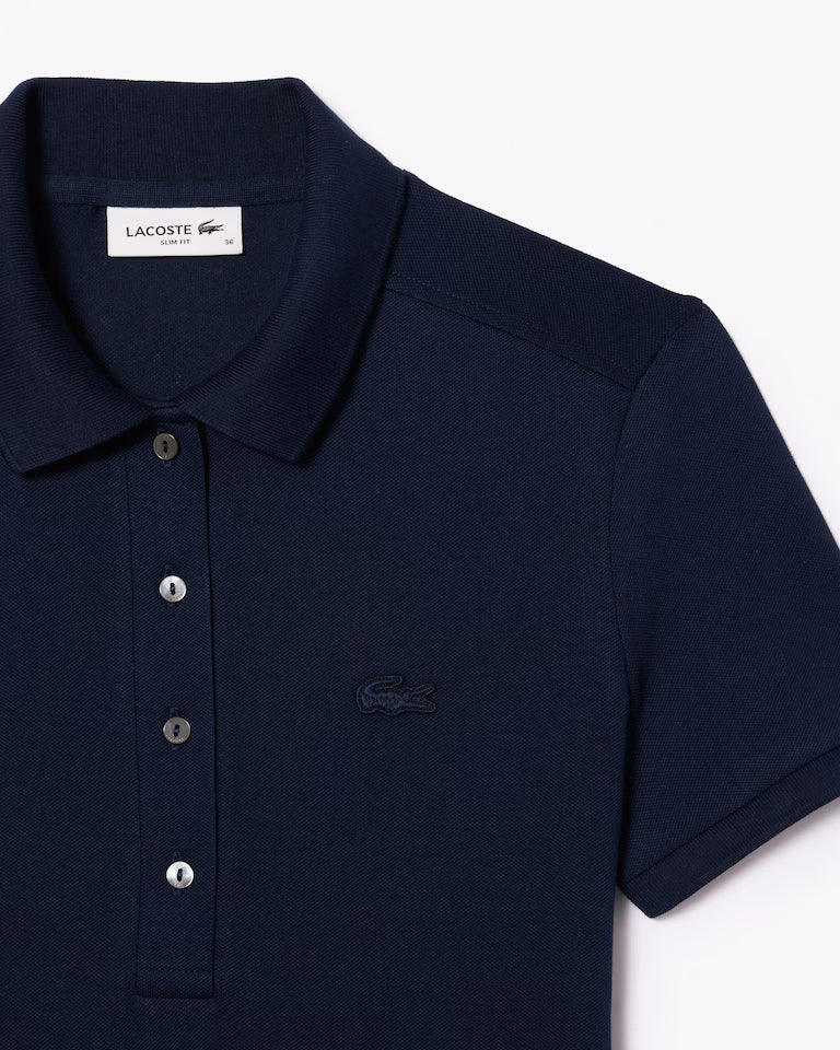 LACOSTE Abito Donna con colletto polo in Piqué di cotone stretch Blu