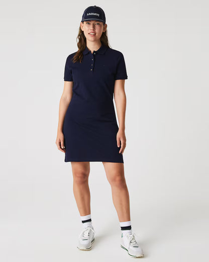LACOSTE Abito Donna con colletto polo in Piqué di cotone stretch Blu