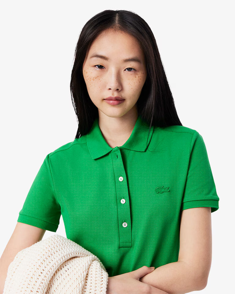 LACOSTE Abito Donna con colletto polo in Piqué di cotone stretch Verde