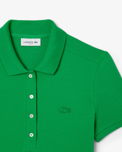 LACOSTE Abito Donna con colletto polo in Piqué di cotone stretch Verde