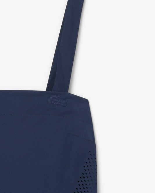 LACOSTE Abito Donna Lungo in Poliestere riciclato Plissettato Blu Navy