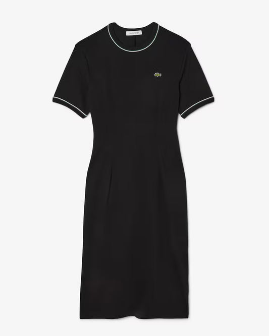 LACOSTE Abito Donna T-Shirt in Jersey di Cotone Organico Nero