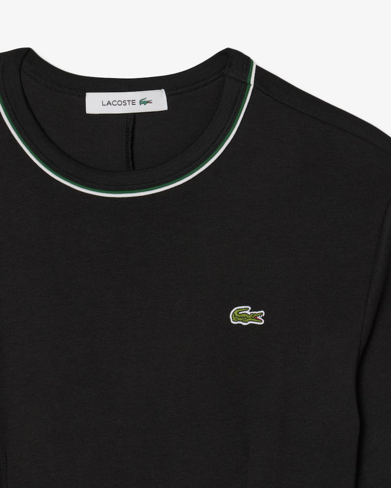 LACOSTE Abito Donna T-Shirt in Jersey di Cotone Organico Nero