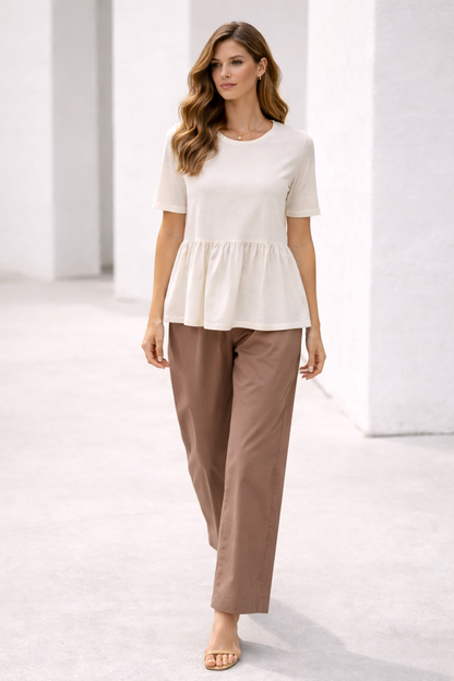 Rebeka Ross · Pantalone donna elastico vita regular fit marrone