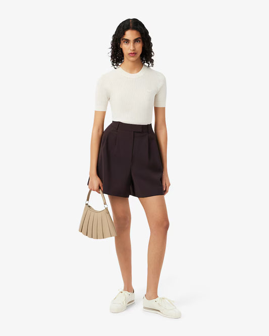 Lacoste · Bermuda donna oversize con pinces beige