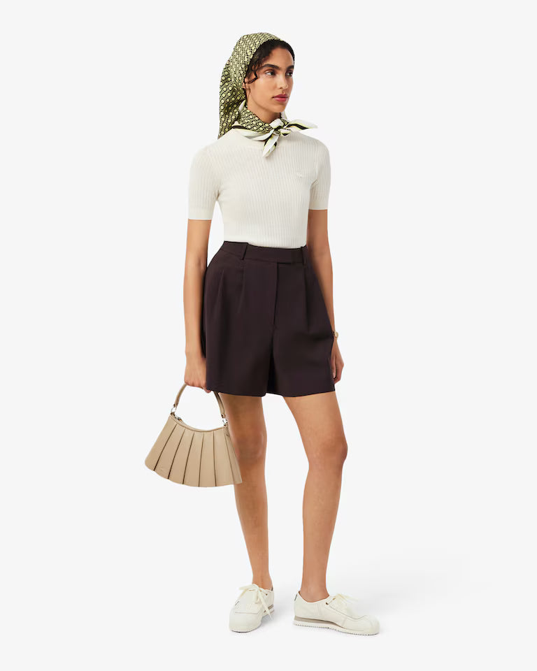 Lacoste · Bermuda donna oversize con pinces beige