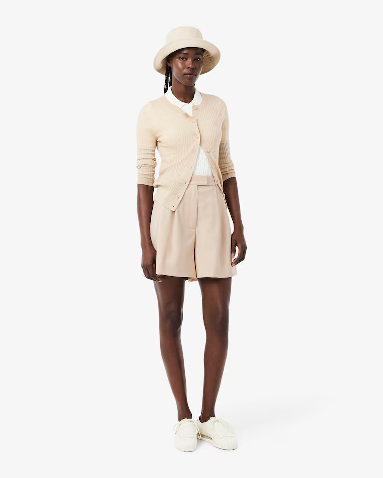 Lacoste · Bermuda donna oversize con pinces beige