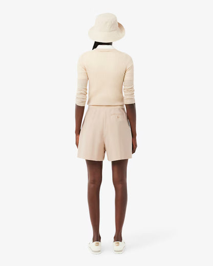 Lacoste · Bermuda donna oversize con pinces beige