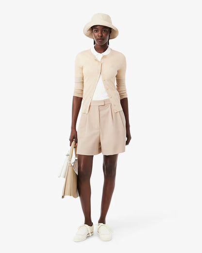 Lacoste · Bermuda donna oversize con pinces beige