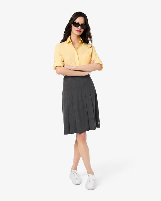 Lacoste Gonna midi plissettata in flanella Grigia