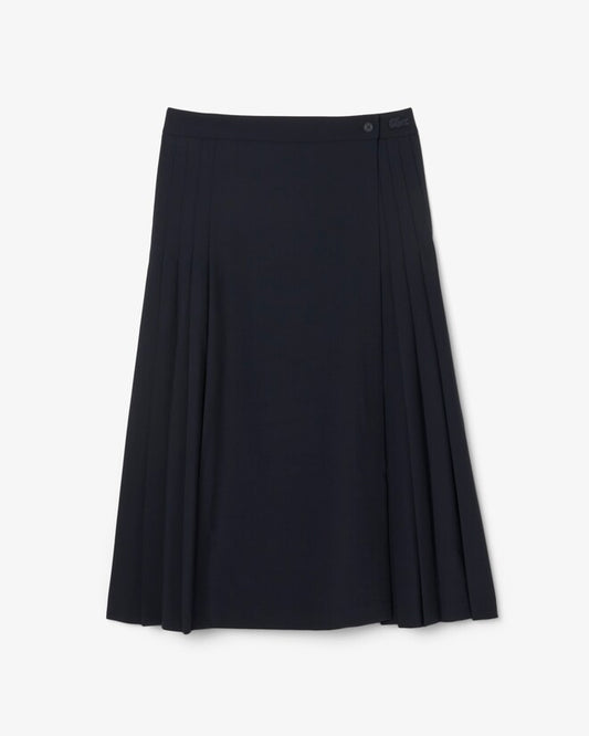 Lacoste Gonna Donna midi a portafoglio plissettata in lana Blu