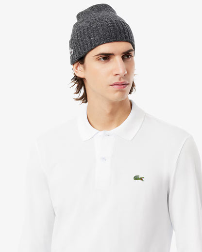 Polo Lacoste in Cotone Piqué Maniche Lunghe Bianco