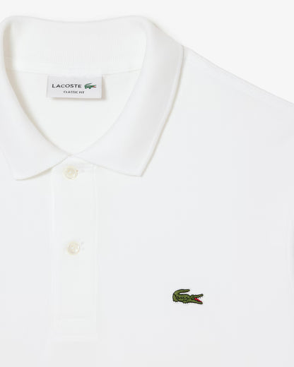 Polo Lacoste in Cotone Piqué Maniche Lunghe Bianco