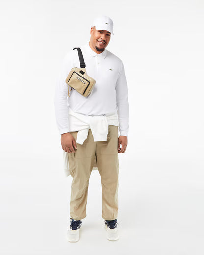 Polo Lacoste in Cotone Piqué Maniche Lunghe Bianco