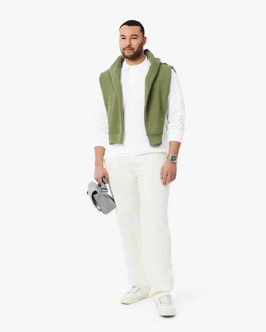 Polo Lacoste in Cotone Piqué Maniche Lunghe Bianco