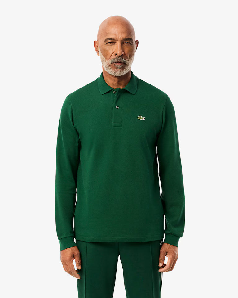 Polo Lacoste in Cotone Piqué Maniche Lunghe Verde