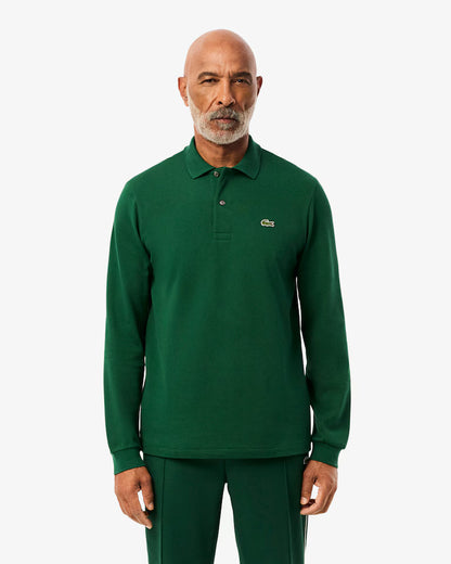Polo Lacoste in Cotone Piqué Maniche Lunghe Verde