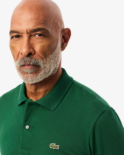Polo Lacoste in Cotone Piqué Maniche Lunghe Verde