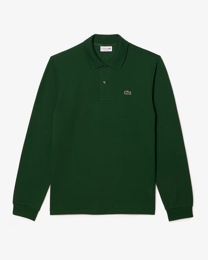 Polo Lacoste in Cotone Piqué Maniche Lunghe Verde