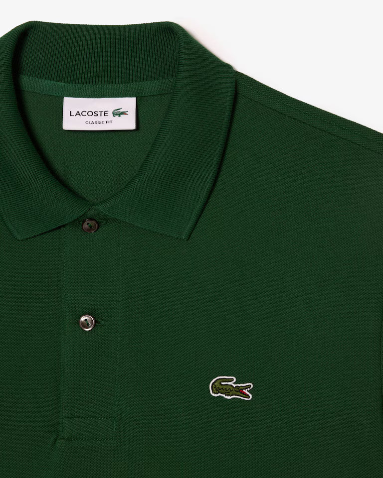 Polo Lacoste in Cotone Piqué Maniche Lunghe Verde