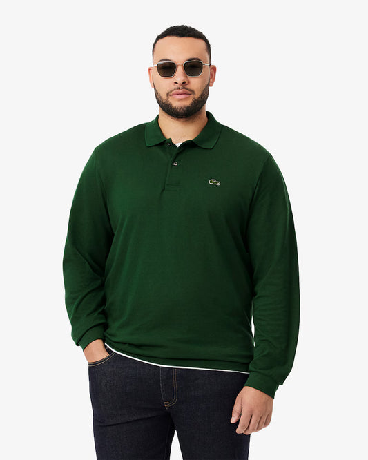 Lacoste · Polo uomo manica lunga piqué verde