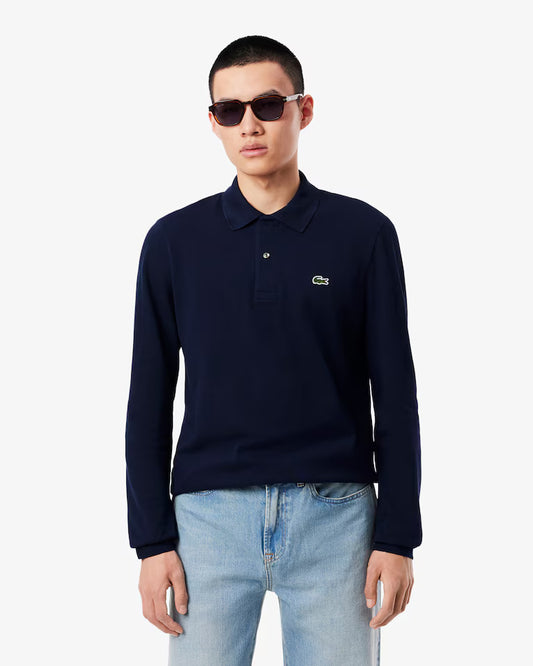 Lacoste · Polo uomo manica lunga piqué blu