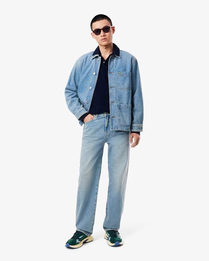 Polo Lacoste in Cotone Piqué Maniche Lunghe Blu