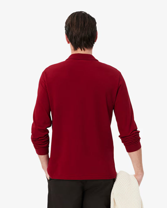 Lacoste · Polo uomo manica lunga piqué bordeaux