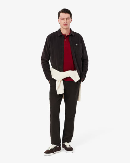 Polo Lacoste in Cotone Piqué Maniche Lunghe Bordeaux