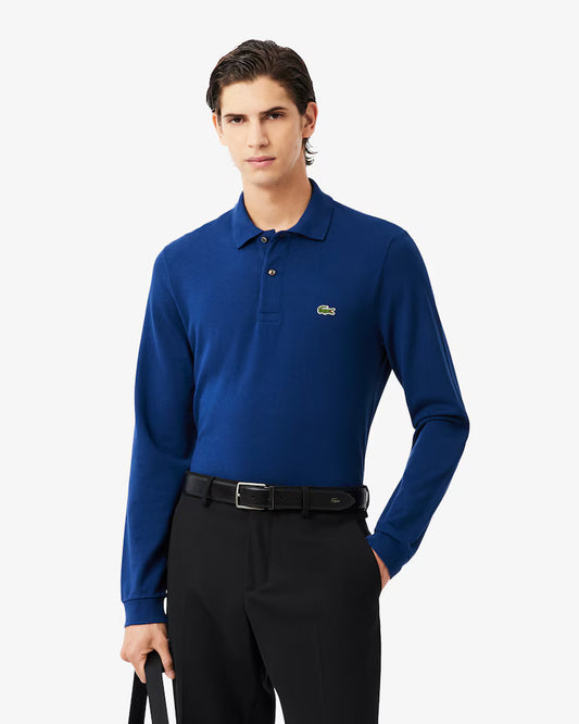 Lacoste · Polo uomo manica lunga piqué blu navy