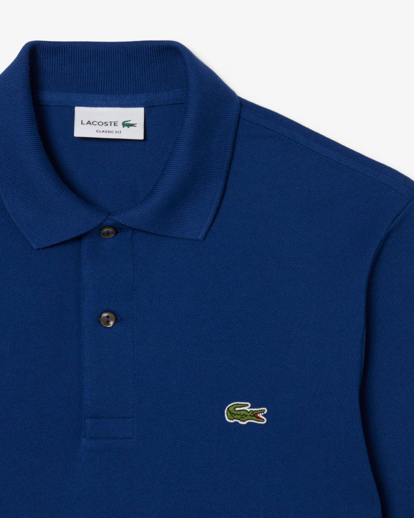 Polo Lacoste in Cotone Piqué Maniche Lunghe Blu Navy