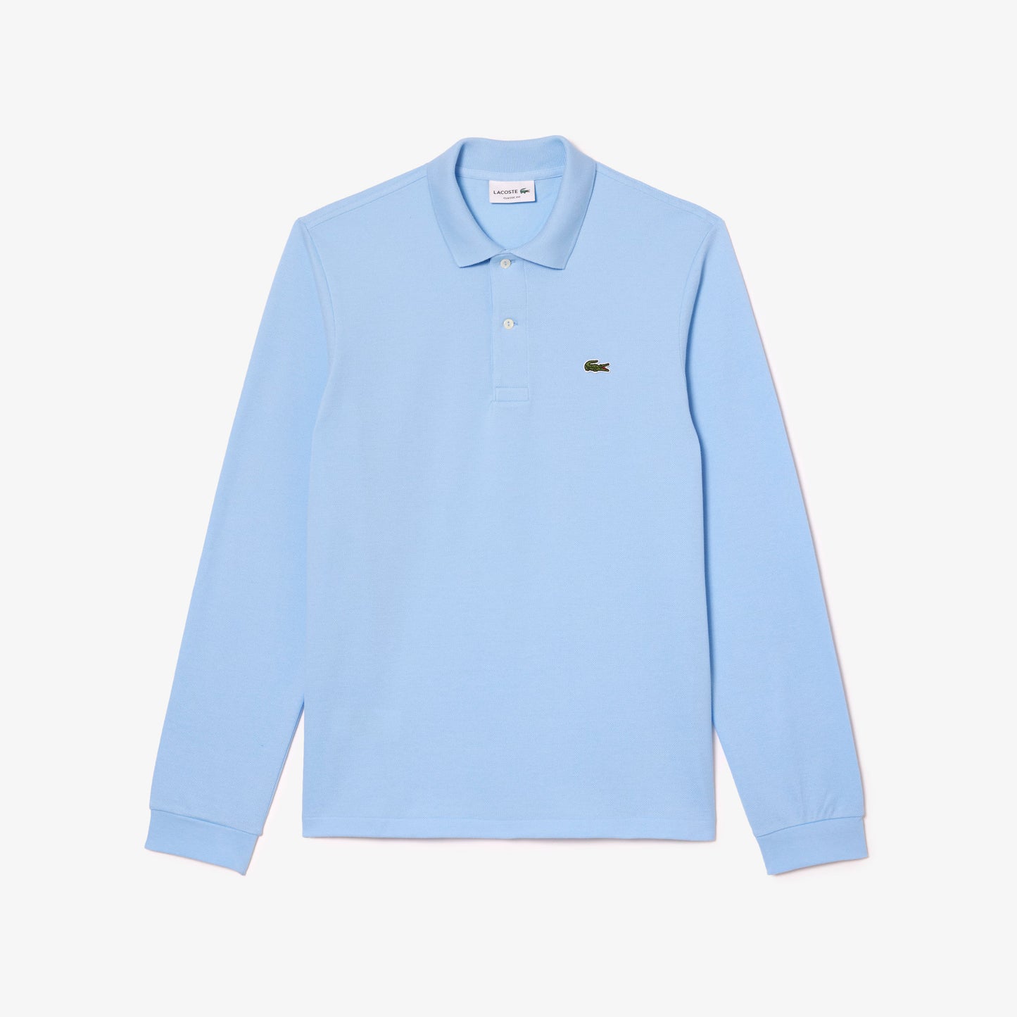 Polo Lacoste in Cotone Piqué Maniche Lunghe Azzurro