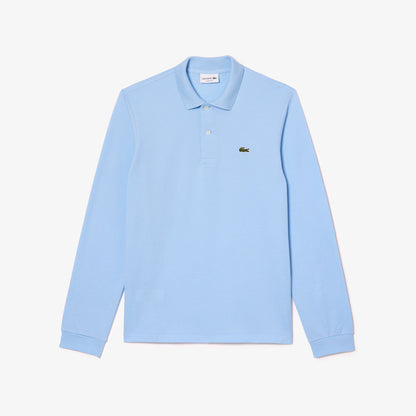 Polo Lacoste in Cotone Piqué Maniche Lunghe Azzurro