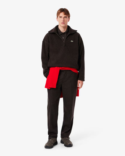 Polo Lacoste in Cotone Piqué Maniche Lunghe Marrone