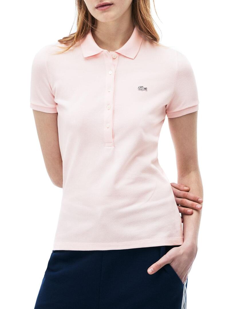 LACOSTE Polo Donna Slim fit in Piqué di cotone stretch con bottoni in madreperla